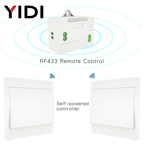 RF433 беспроводной панельный переключатель, кнопка без аккумулятора, автономный пульт дистанционного управления, настенный панельный переда... ► Фото 1/6