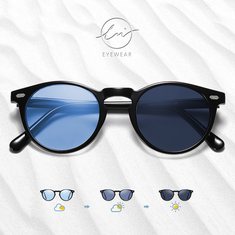 LM классические фотохромные круглые поляризационные солнцезащитные очки TR90 с оправой для женщин и мужчин, брендовые дизайнерские солнцезащ... ► Фото 1/6
