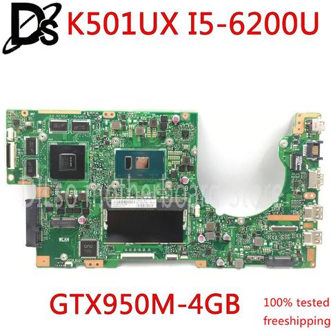 KEFU K501UX для ASUS K501UX K501UB K501U материнская плата для ноутбука K501UX материнская плата rev2.0 i5-6200U cpu GTX 950M-4G 4GB RAM протестирована 100% ► Фото 1/4