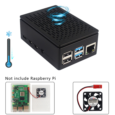 Чехол для Raspberry Pi 4 из АБС-пластика, чехол двойного назначения с ЖК-дисплеем или вентилятором для Raspberry Pi 4, Модель B ► Фото 1/6