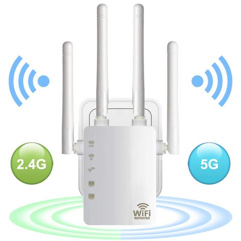 Wi-Fi Range Extender 300/1200 Мбит/с, двухдиапазонный 2,4/5 ГГц Wi-Fi Интернет-усилитель сигнала, Беспроводной ретранслятор для маршрутизатора, простая настройка WPS ► Фото 1/6