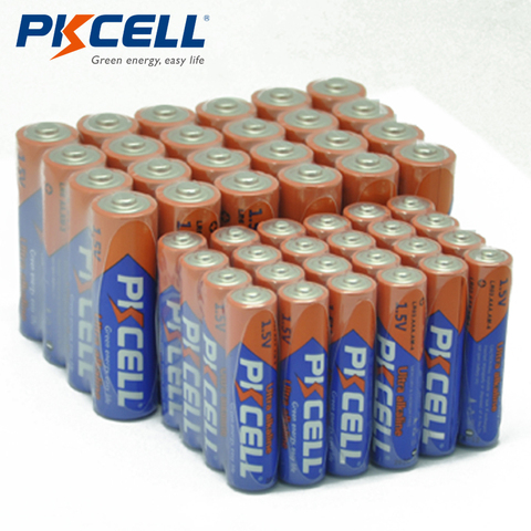 PKCELL 20 шт., 40 шт. в комплекте, щелочные батарейки AAA LR03 AM4 E92 20 шт. LR6 AM3 E91 MN1500 AA 1,5 В для электронного термометра ► Фото 1/6