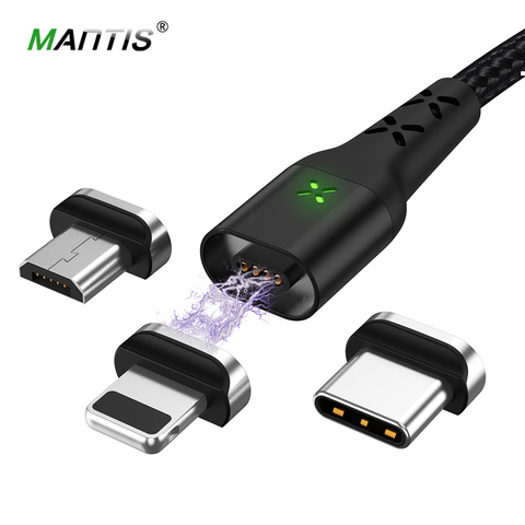 Магнитное зарядное устройство MANTIS Micro usb type C кабель для iPhone samsung Xiaomi Redmi Android мобильный телефон Быстрая зарядка Магнитный шнур ► Фото 1/6