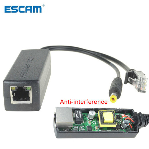 ESCAM 48 В до 12 В PoE сплиттер, анти-интерференционный 15 Вт кабель адаптер POE блок питания DC5.5 * 2,1 мм разъем для ip-камеры ► Фото 1/6
