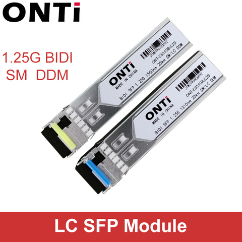 ONTi 1 пара, гигабитный модуль SFP SM LC 3/20/40/80 км 1,25 г биди одномодовый оптоволоконный оптический приемопередатчик, совместимый с переключателем ... ► Фото 1/5