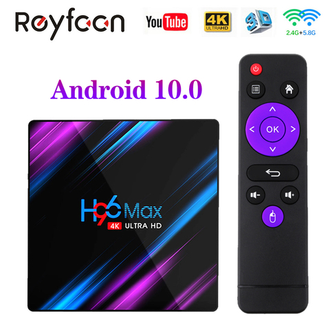 Новый H96 MAX Android 10 ТВ коробка с двумя камерами, процессор Rockchip RK3318 4G 64GB 1080P 4K 5G двухъядерный процессор Wi-Fi Smart BOX Google плеер Store Youtube H96MAX медиа ► Фото 1/6