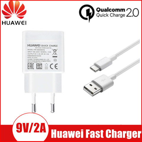 Оригинальное быстрое зарядное устройство Huawei QC 2,0, адаптер для быстрой зарядки, usb-кабель для P20 30 lite P9 Mate 20 lite nova 3 e 4e y6 2022 P smart z ► Фото 1/1