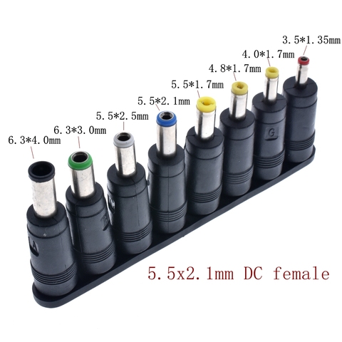 8 шт., переходники DC 2,1x6,3 мм на 6,0 5,5 4,8 4,0 3,5 2,5 мм 2,1 1,7 1,35 мм ► Фото 1/6