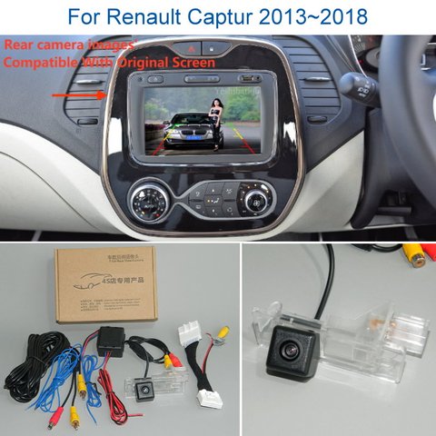 Yeshibation Автомобильная камера заднего вида для Renault Captur 2013 ~ 2022, обратная камера заднего вида RCA и оригинальный совместимый экран ► Фото 1/6