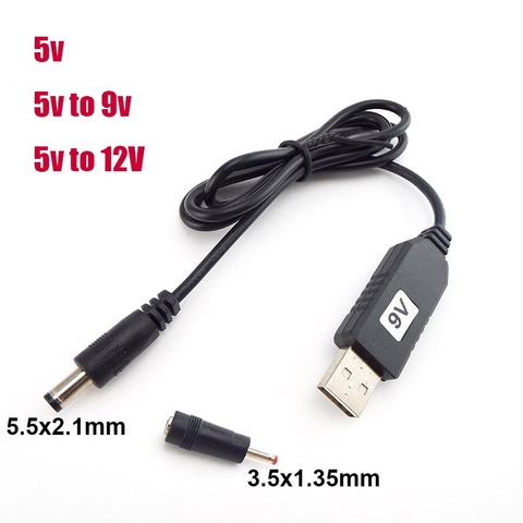USB 5 В DC 5 в 9 в 12 В 5,5 мм 3,5 мм Повышающий Модуль питания USB коннектор конвертер кабель адаптера питания 2,1x5,5 мм штекер ► Фото 1/6