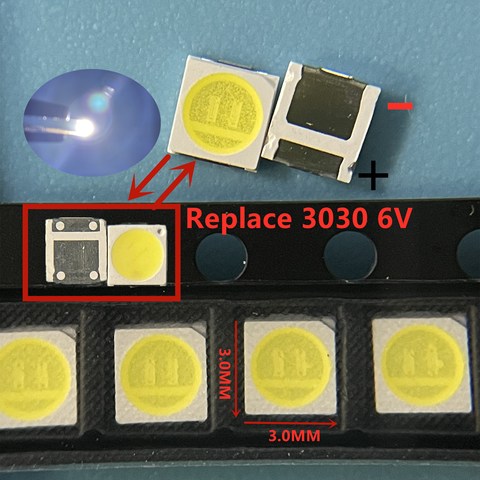 100 шт. 3030 Подсветка высокое Мощность светодиодный двойные чипы 1,5 W 3V-3,6 V lextar JUFEI АОТ холодный белый PT30A66 ТВ ► Фото 1/5