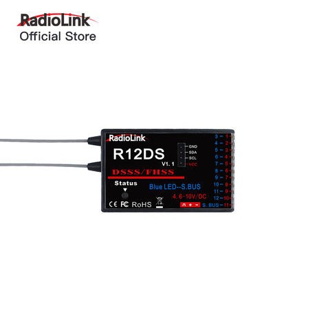 Радиоприемник Радиоуправляемый Radiolink 2,4 ГГц R12DS с поддержкой SBUS/PWM DSSS и FHSS AT9/AT9S/AT10/AT10II ► Фото 1/6