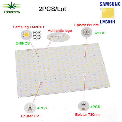 Плата Samsung LM301H QB288 Quantum Tech V3 Board 3000K 3500K Mix 660nm UV IR, 2 шт./лот, лм/Вт, высокая яркость ► Фото 1/6