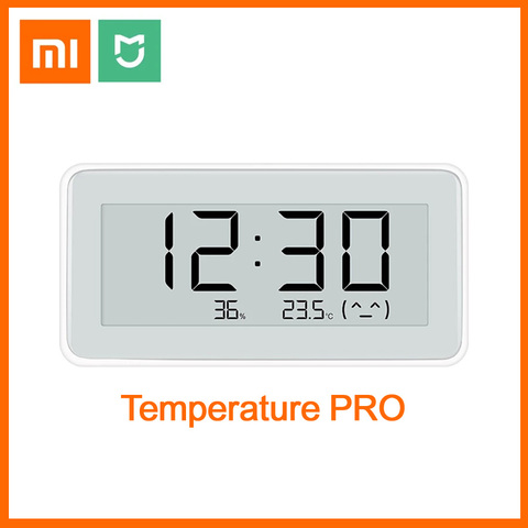 Xiaomi Mijia интеллектуальный датчик температуры влажности Pro электронные цифровые часы E-link термометр измеритель влажности работы Mi Home ► Фото 1/6