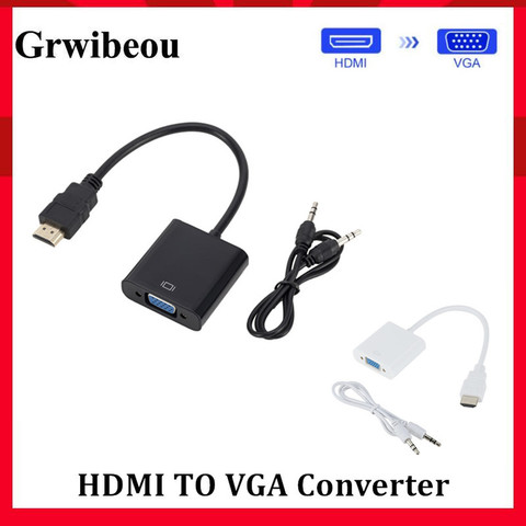 Переходник Grwibeou с HDMI на VGA, переходник «штырь-гнездо» с HDMI на VGA, адаптер преобразователя 1080P, цифро-аналоговый видео и аудио для планшета ► Фото 1/6