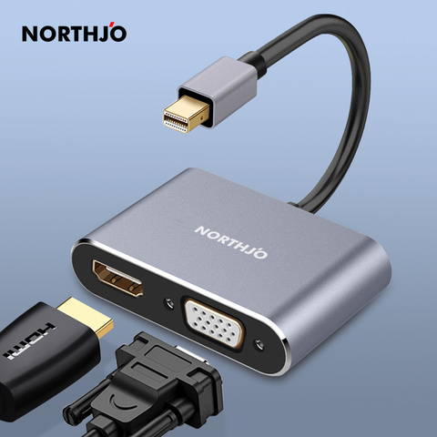 Переходник NORTHJO Mini DisplayPort-HDMI VGA, конвертер minidp 4K Thunderbolt 2,0 для MacBook Pro Air iMac Surface Laptop 2 Book ► Фото 1/4