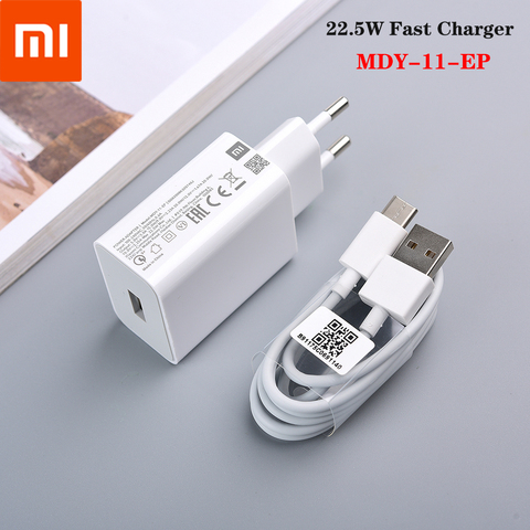 Оригинальный Xiaomi MDY-11-EP ЕС быстрое зарядное устройство 22,5 Вт QC 3,0 адаптер зарядного устройства 1 м кабель с разъемом USB Type-C для Mi 10 9 Lite 9Т подходит для устройств Redmi Note 8T 9S 9 ► Фото 1/6