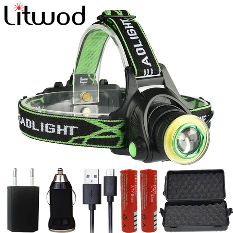 Светодиодный головной фонарь Litwod Z20 7403 CREE XM-L2 T6 COB лм, головное освещение с зарядкой через Micro USB, Головной фонарь, светильник ильник, фонарик ► Фото 1/6