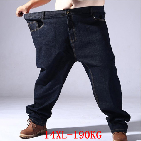 Мужские джинсы больших размеров 11XL 12XL 13XL 14XL, джинсы с высокой талией, мужские джинсы, прямые джинсы 62 64 66, эластичные джинсы ► Фото 1/6
