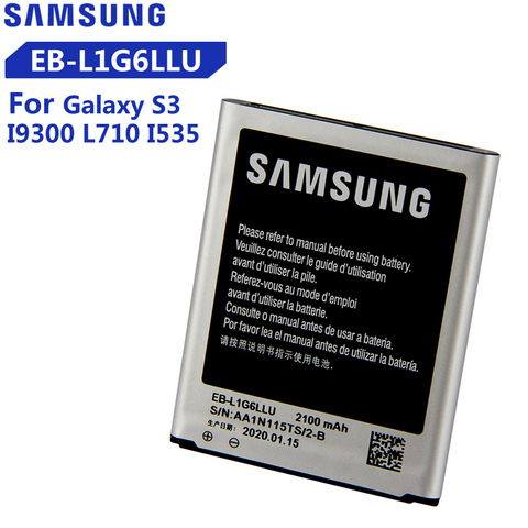 Оригинальный запасной аккумулятор Samsung для Galaxy S3 I9300 I9308 L710 I535 I9300i настоящий аккумулятор EB-L1G6LLU с NFC 2100mAh ► Фото 1/6