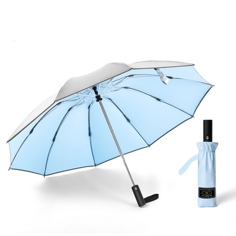 Складной автоматический зонт от УФ-лучей, 10 к, виниловая непромокаемая, ветрозащитная, светоотражающая, для шкафа от дождя, для мужчин и женщ... ► Фото 1/6