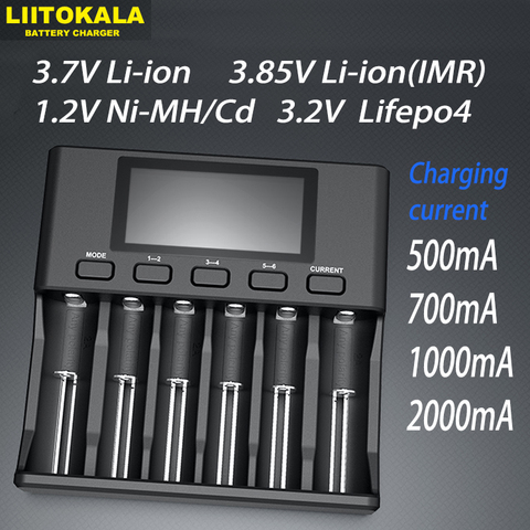Аккумуляторная батарея Liitokala, 18650, 3,2 в, 3,7 в, 6 ячеек, с автоматическим определение полярности, 26650, 21700, 14500, aa, aaa, 1,2 в, NiMH ► Фото 1/6