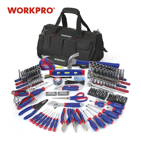 WORKPRO 322 шт. Набор инструментов ручные инструменты для домашнего ремонта с сумкой для инструментов ► Фото 1/6