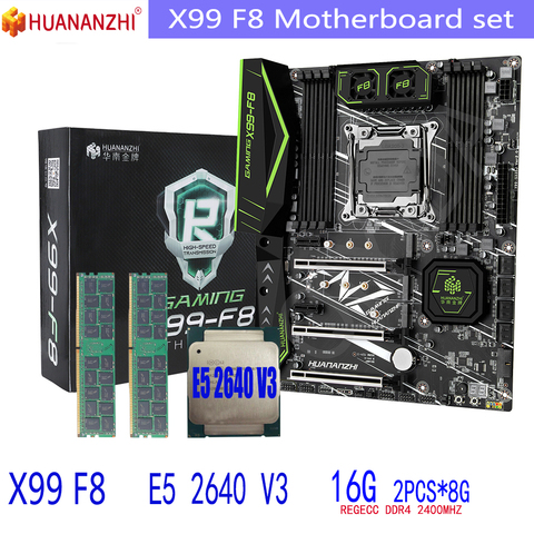 Набор материнских плат HUANANZHI X99 F8, DDR4, 2640, Xeon E5, V3, 16 ГБ = 8 Гб * 2 шт., набор материнских плат с памятью 2400 МГц ► Фото 1/6