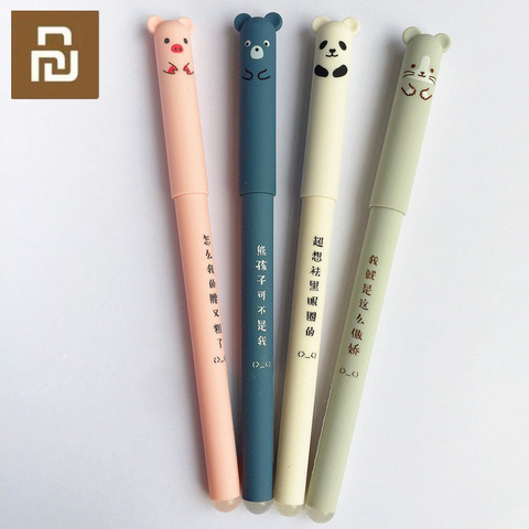 Ручки Xiaomi Мультяшные со стираемыми животными, 0,35 мм, волшебные ручки с милой пандой, кошкой, гелевые ручки для школы, новинка, канцелярские принадлежности, подарки для девочек ► Фото 1/5