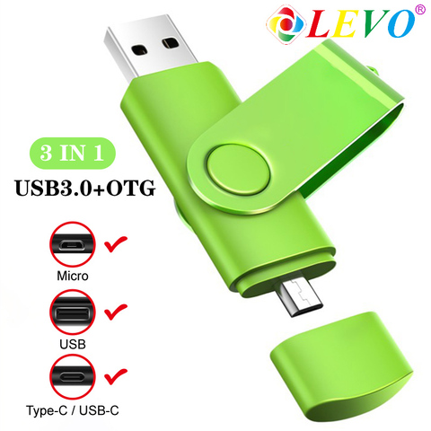 Новый OTG USB флеш-накопитель 3 в 1 USB 256 & Type-C & Micro USB флеш-накопитель 128 ГБ 64 ГБ 32 ГБ USB-флешка ► Фото 1/6
