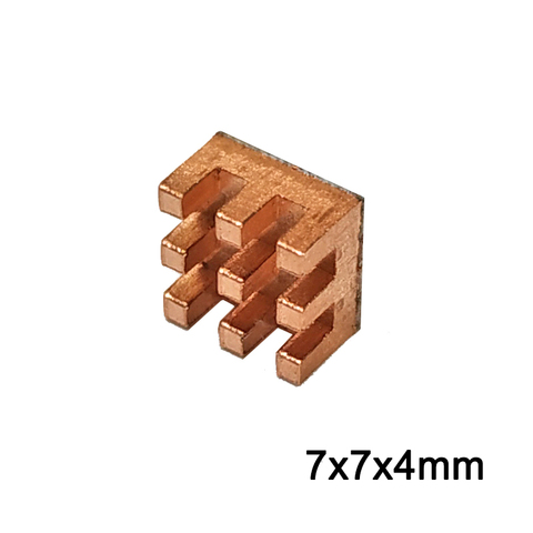 Миниатюрный радиатор из чистой меди для оперативной памяти, клейкий, заднее охлаждение для VGA, DDR, MOS, GPU, IC, чипсета, радиатор, радиатор, 7x7x4 мм ► Фото 1/4