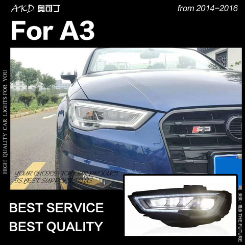 AKD автостайлинг фара для Audi A3 фары 2014-2016 S3 светодиодный ная фара DRL Hid фара Bi Xenon Beam аксессуары ► Фото 1/6