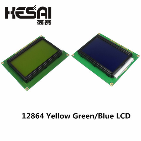 Графический модуль ST7920 для arduino, 12864 дюйма, 128x64 точек, желтый, зеленый/синий цвета, с подсветкой, с ЖК-дисплеем, параллельный порт для arduino, набо... ► Фото 1/6