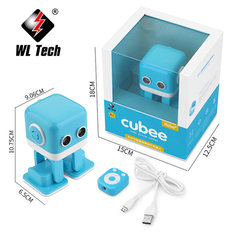 WLTOYS Cubee RC игрушечный робот, умная Bluetooth колонка, интеллектуальная музыкальная танцевальная машина, светодиодный стол для лица, подарок для д... ► Фото 1/6