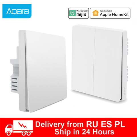 Настенный выключатель Xiaomi ZigBee Aqara, беспроводной выключатель для умного дома, с нулевой линией, подключение FireWire, дистанционное управление д... ► Фото 1/6