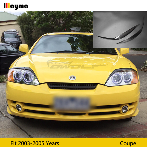 Декоративная наклейка для передней фары из углеродного волокна для Hyundai Coupe 2003-2005, праймер из стекловолокна, матовый черный, 2 шт./компл. ► Фото 1/6