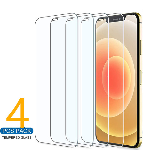 4 шт., защитное стекло на iPhone 11, 12 Pro Max, XS, XR, 7, 8, 6s Plus, SE, Защита экрана для iPhone 12 Mini, 11 Pro Max, закаленное стекло ► Фото 1/6