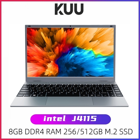 Ноутбук KUU XBOOK, 14,1 дюйма, 8 Гб DDR4 ОЗУ, 128 ГБ 256 Гб SSD, Windows 10, Intel J4115, четыре ядра, клавиатура с подсветкой, студенческий ноутбук ► Фото 1/6