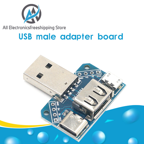 USB коммутатор Мужской Разъем USB к Тип-c микро муфтовый стыковочный USB 2,54-4P передачи тестовая Плата USB переходная пластина XY-USB4 ► Фото 1/6