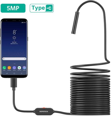 DEPSTECH USB эндоскоп Инспекционная камера 5.0MP IP67 водонепроницаемый USB бороскоп для Android(OTG) телефон Windows ► Фото 1/6
