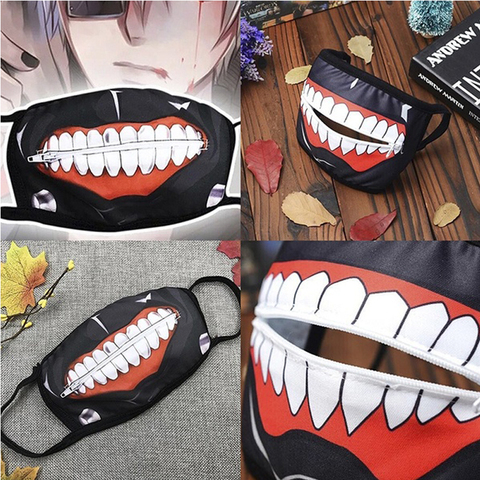 Tokyo Ghoul Kaneki Ken маска маски для лица Косплей Аниме пылезащитные маски на молнии реквизит ► Фото 1/6