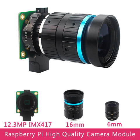 Raspberry Pi высокое качество Камера модуль 12,3 мегапиксельной камеры Sony IMX477 Сенсор регулируемый фокус 6 мм CS 16 мм C-mount объектив для 4B/3B + ► Фото 1/6