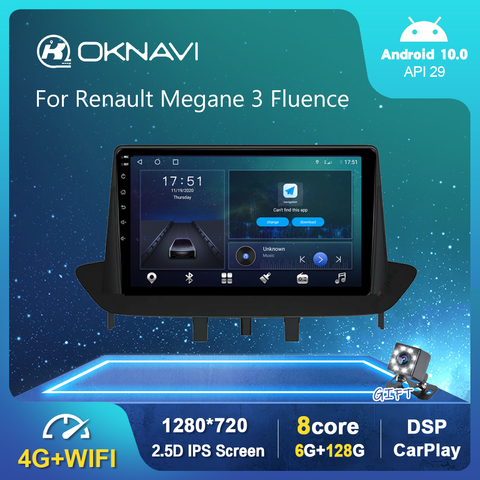 Автомагнитола на Android 10,0 для Renault Megane 3 Fluence 2008-2014, мультимедийный плеер DSP Carplay, 6 ГБ, 128 ГБ, стерео, 2 din, DVD, 9 дюймов ► Фото 1/6