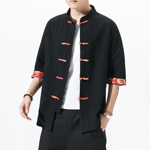 Рубашка мужская с коротким рукавом, винтажная уличная одежда в китайском стиле, хип-хоп, блузка с короткими рукавами, 5XL, осень ► Фото 1/5