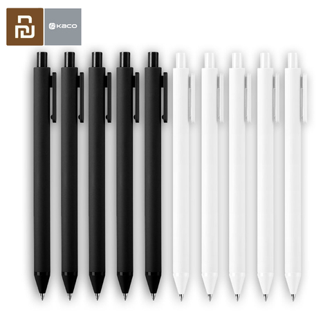 Гелевая ручка Youpin KACO 0,5 мм, черно-белые стержни для чернил, пластиковая ручка ABS, длина записи 400 мм, плавная запись для офиса и учебы ► Фото 1/6