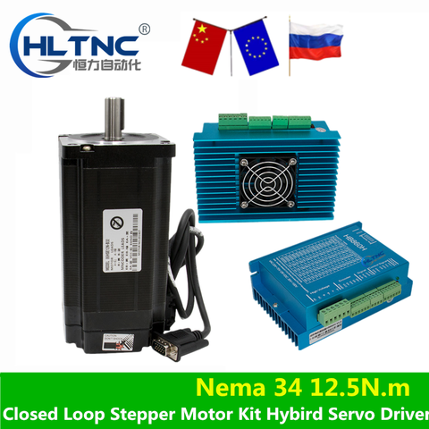 Nema 34 12.5N.m комплект шагового двигателя с замкнутым циклом Hybird Servo Driver HB860H HBS860H + 86HB250-156B 86 двухфазный шаговый двигатель ► Фото 1/6