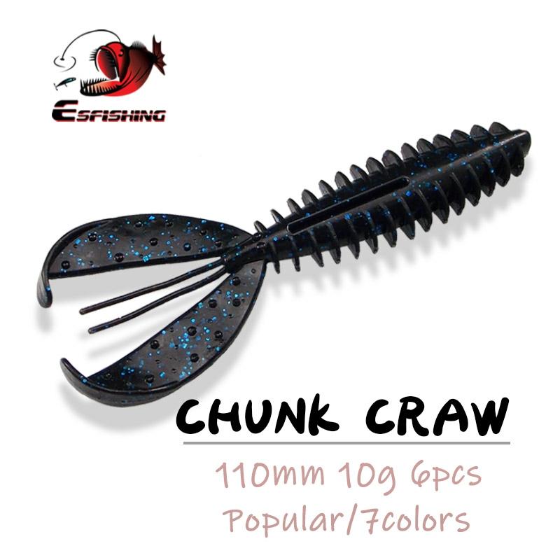 ESFISHING мягкие приманки Chunk Craw 6 шт. 110 мм оптом мягкие приманки PVA воблеры для троллинга форели воблеры ► Фото 1/6