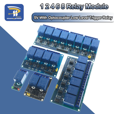 Релейный модуль постоянного тока 5 В, 1 2 4 6 каналов, 8 каналов, с оптроном, низкоуровневая Расширительная плата триггера для PIC AVR DSP ARM MCU Arduino ► Фото 1/6