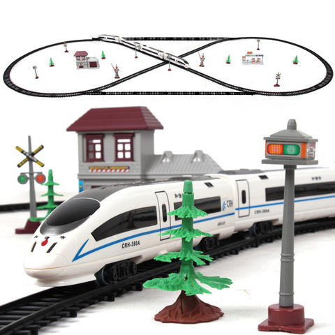 Новый электрический игрушечный поезд, железная дорога с дистанционным управлением с поездом и рельсами, Электрические игрушечные поезда, модель Rc, детский набор поездов ► Фото 1/6