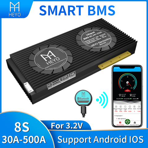 Плата защиты аккумулятора LiFePo4 8S smart bms 200A, номинальная 3,2 в 40 А с внешней связью, UART CAN RS485 NTC для солнечной панели ► Фото 1/6